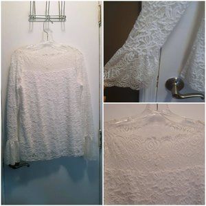 Darling Long Sleeve Lace Blouse w Bell Sleeves NWOT